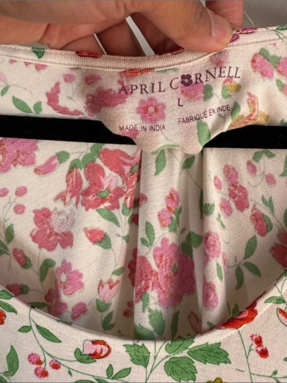 April Cornell Pink Green Floral Midi Dress Print Prairie Boho Large Summer Chic